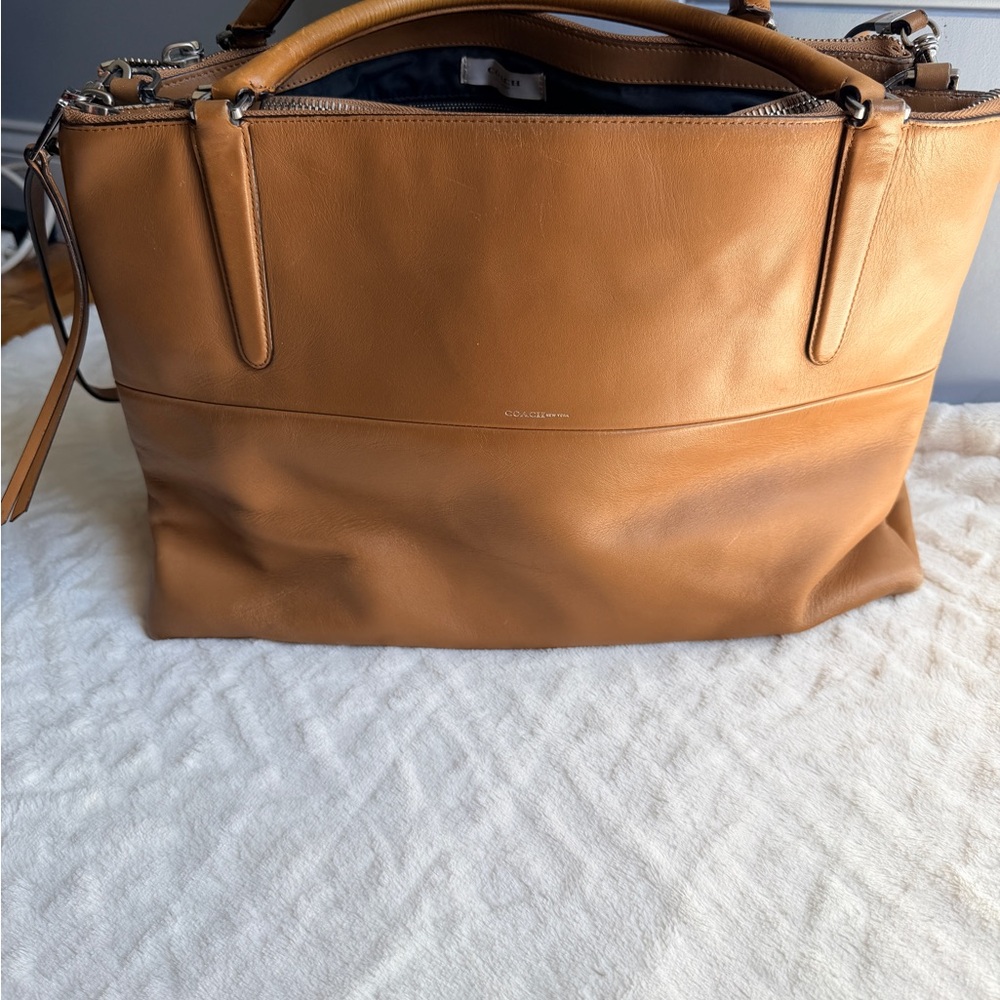 Coach Borough Leather Tote in Tan